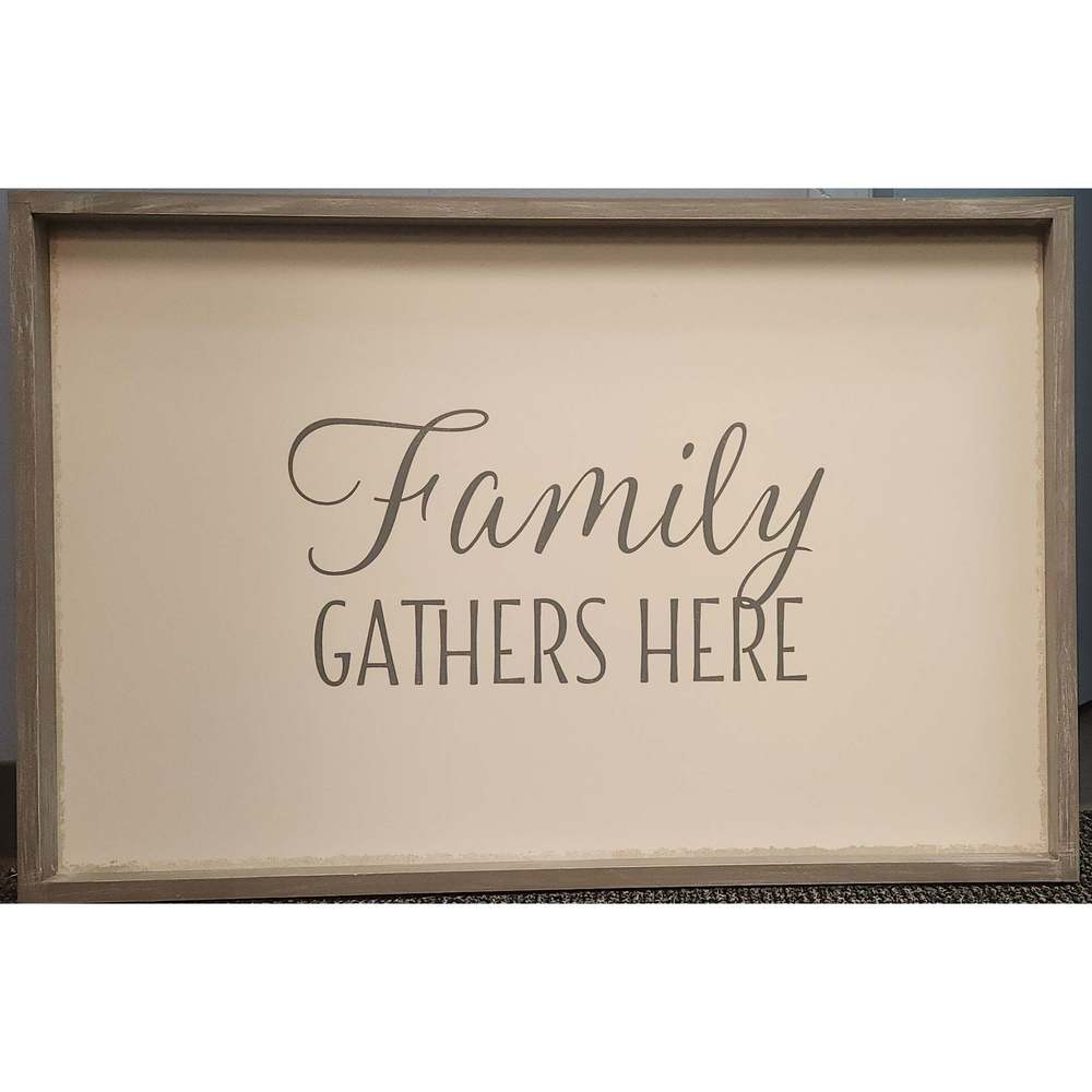 Quill to Paper Family Gathers Here Framed Wall Art, 24x36